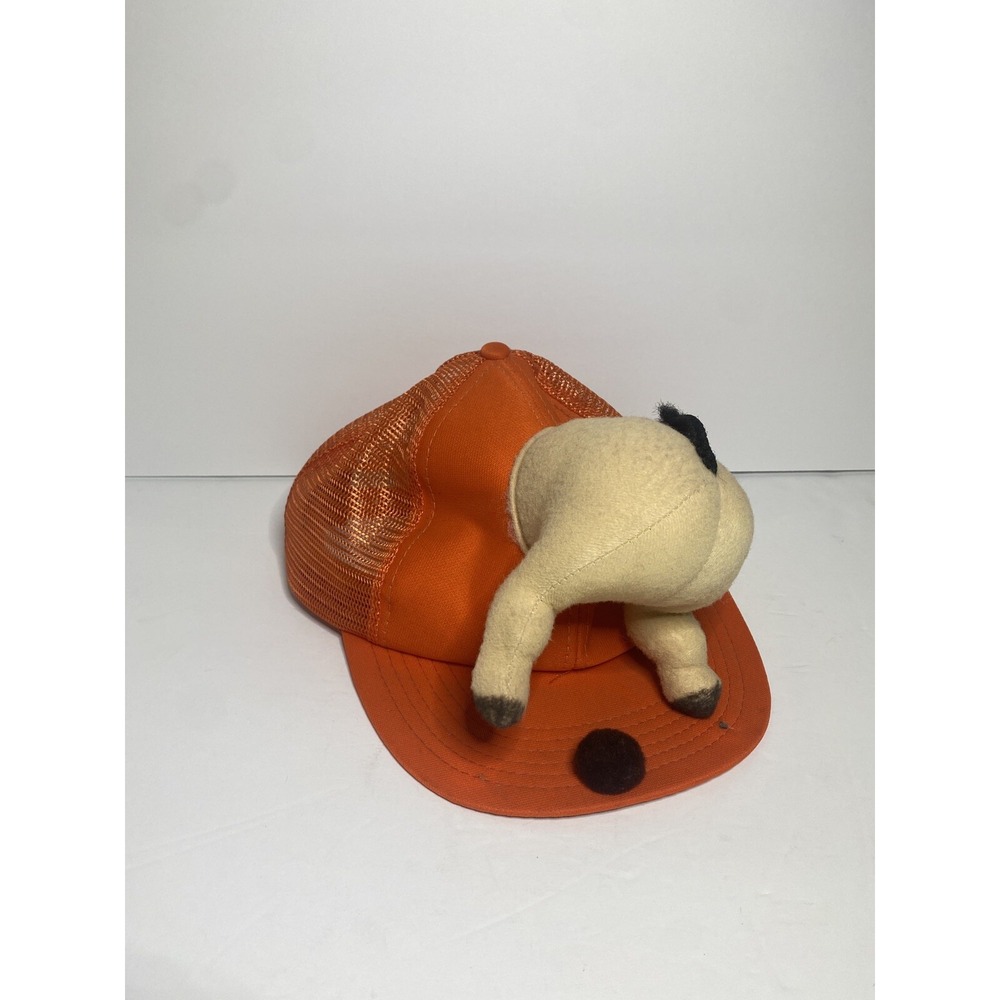 Vintage 1979 Krazee Kaps Poop Head Trucker Hat Orange Mesh Snapback Made in USA